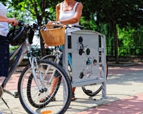 Public art bike rack series, Stacked Bikes 